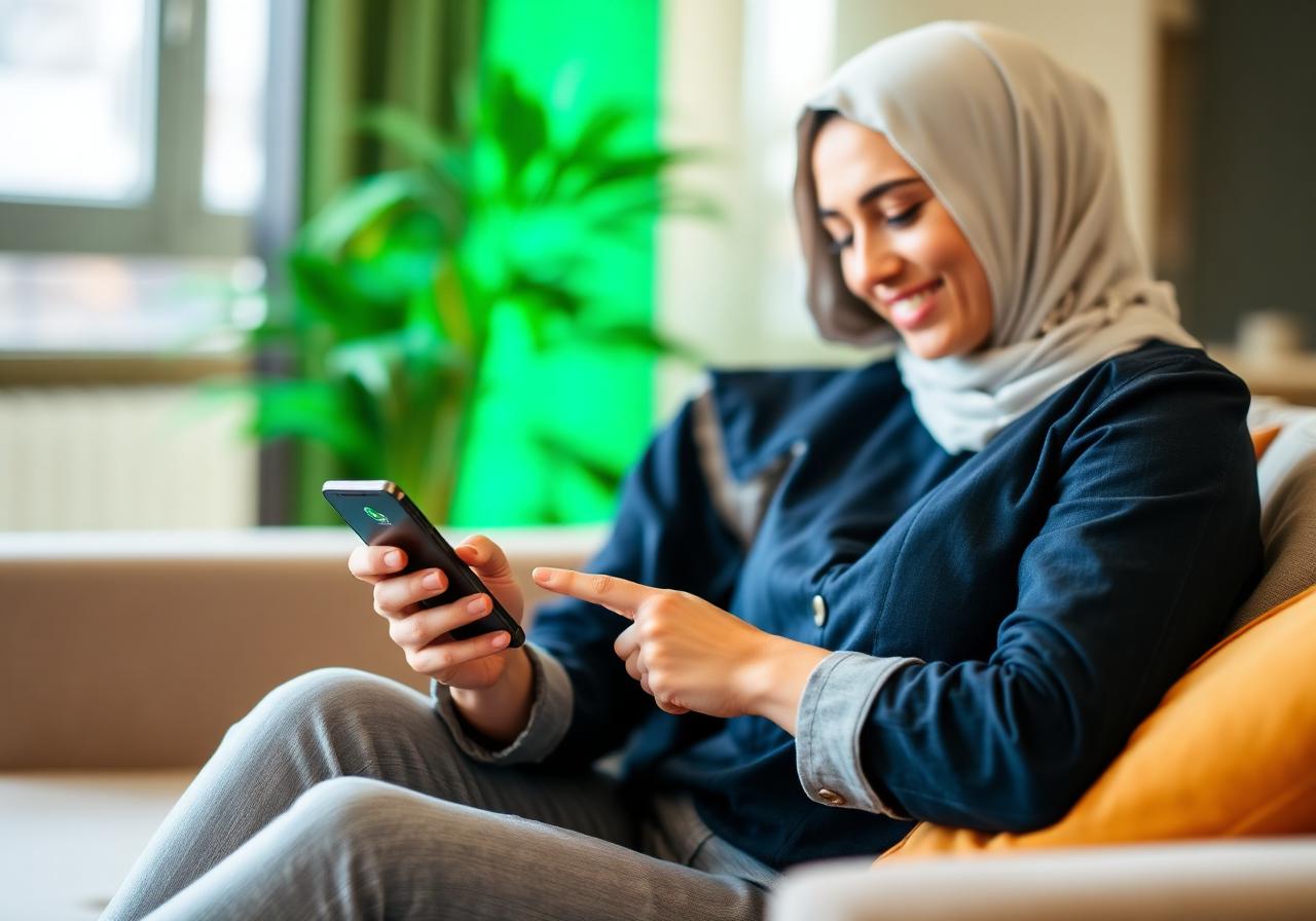 مريض يمسك هاتفه ويرسل رسالة واتساب لعيادة طبية لحجز موعد.